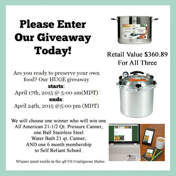 Garden Canning Giveaway - Pressure Canner, Water Bath Canner & Membership to the Self Reliant School! | via ImperfectlyHappy.com