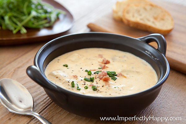 The Best Baked Potato Soup Recipe! Make it right in your crock pot! | by ImperfectlyHappy.com
