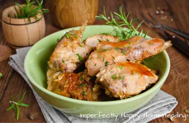 Easy to Make Honey Rosemary Baked Rabbit Recipe. Farm to table recipe perfect for those raising meat rabbits.